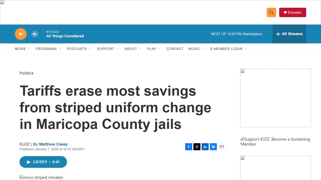 Tariffs erase most savings from striped uniform change in Maricopa County jails